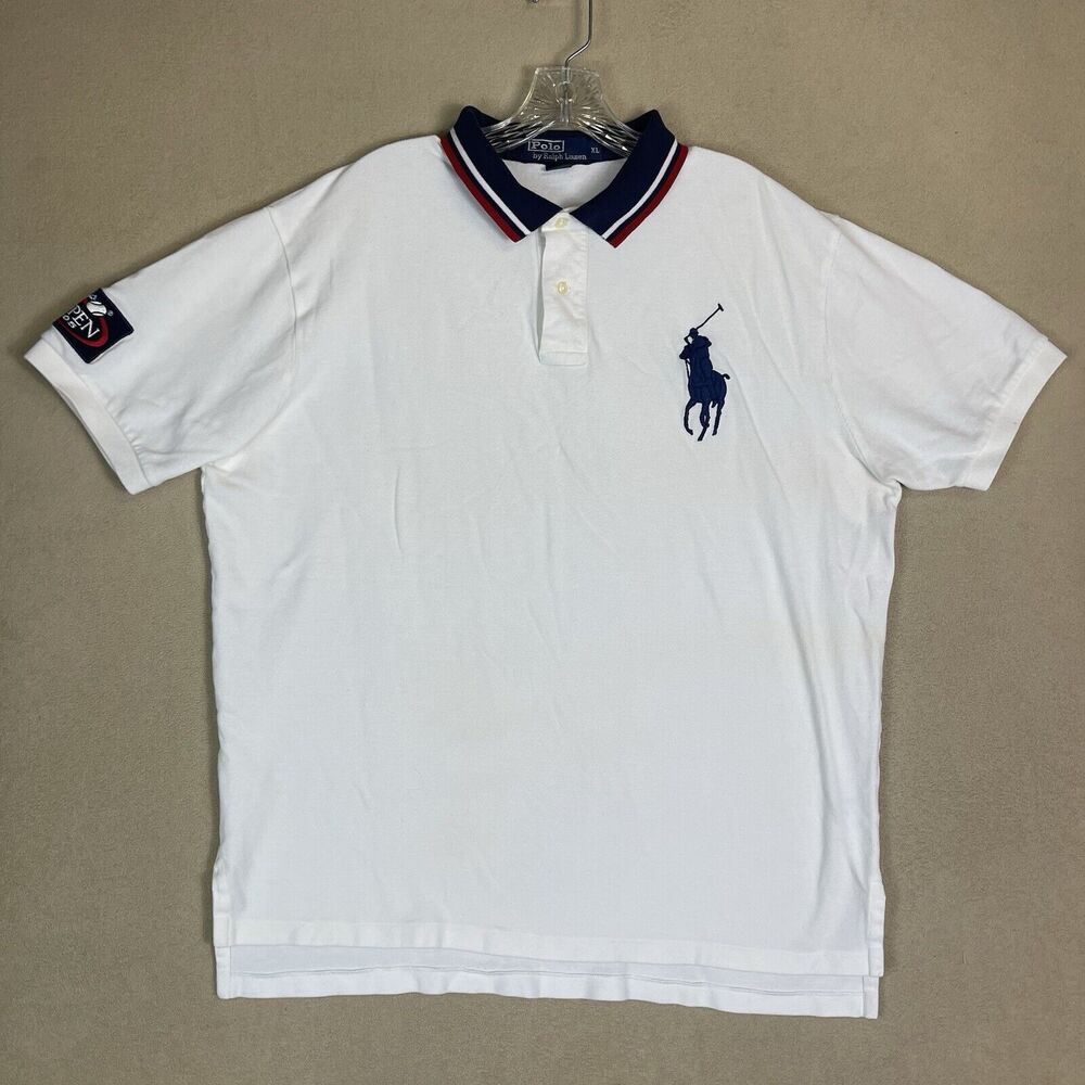 Polo by Ralph Lauren Polo Shirt Mens XL White Big Pony Embroidered 2005 US Open